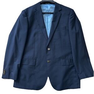 Bresciani Suit Mens 42R 42x30 Navy Blue Jacket Sport Coat Super 150s Wool